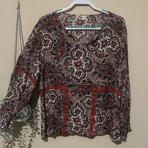 Cato Red and Black Paisley Blouse